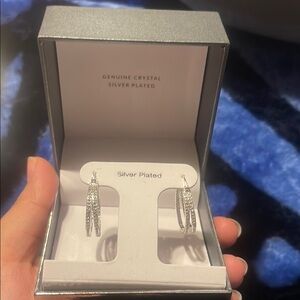 Silver Plated Crystal Hoop Earrings